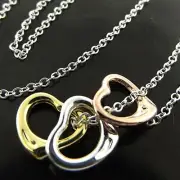 Necklace Pendant Chain 925 Sterling Silver Filled Solid 18k Multi-Tone Heart
