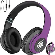 iJoy Matte Rechargeable Wireless Bluetooth Foldable Over Ear Headphones with Mic, EDM