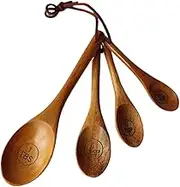 Wooden Measuring Spoons, Rustic Kitchen Accessories, Handmade Wooden Scooper, Farmhouse Style Scoops for Coffee Beans, Sugar, Salt, Seasoning, Baking, Cooking, and Honey Measuring