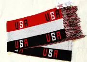 NWT Knitmakers USA Patriotic Knit Winter Scarf Scarve 76" Red White Blue NEW