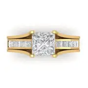 3.40ct Princess Cut Sapphire Promise Bridal Ring Sliding set 14k solid Gold