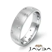 Round Diamond Eternity Matt Polish Mens Wedding Band 18k White Gold 0.20 Ctw