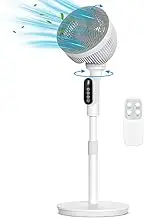 Smart Standing Fan, 40'' Quiet Pedestal Fans for Bedroom, 75°Omni-directional Oscillating Floor Fan With Remote, DC Motor Powerful Cooling Fans, 6 Speeds, 9H Timer for Home, Office, Indoor