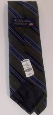Brooks Brothers Green Fleece Made USA Grey Houndstooth Wool Flannel Tie NWT