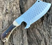 Custom Handmade D2 Steel Meat Cleaver Knife Butcher Knife With Leather Sheath