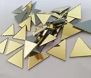 Set of 100pcs 1" Triangle Real Glass Mirror Mosaic Tile, Triangular Real Glass Mirror DIY Crafts Accessory (Yellow Gold)