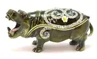 Bejeweled Hippo Trinket Box. Hand Made with Swarovski Crystals & Enamel