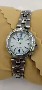 Seiko Watch Exeline Solar Radio Wristwatch Titanium Model White Dial SWCW131