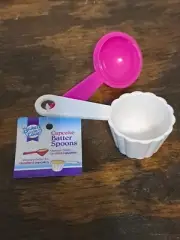 Baked with Love, Mini & Regular Size, Pink & White Cupcake Batter Spoon