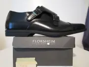 Florsheim Boys Reveal Double Monk Strap Leather Dress Shoes Black Size 2