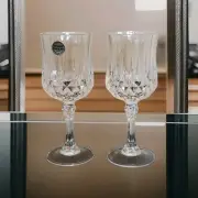 Vintage Set Of 2 CRISTAL D'ARQUES France Longchamp 24% Lead Crystal Wine Glasses
