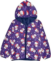 [GuoChe] Big Girls Jackets With Sherpa Lining Funny Cartoon Snowman Purple Toddler Girls Winter Coat Navy Blue Baby Boy Clothes