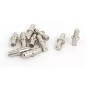 Cabinet Wardrobe Shelf Support Pins Studs Pegs Silver Tone 5mmx19mm 10pcs