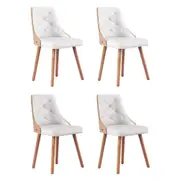Set of 4 Dining Chairs White PU