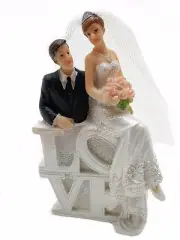 Bride and Groom with Love Sign cake topper