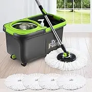 Spin Mop Bucket Set with 4 Mop Heads 360 Degree Mop Bucket with Wheels