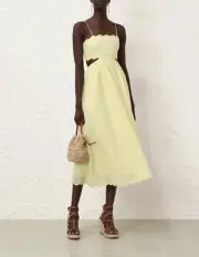 Zimmermann Halliday Scallop Midi Dress in Yellow Size 4 BNWT