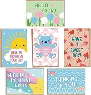 24 Cute Encouragement Card Set, Sweet Thinking of You Cards Pack with Envelopes, Colorful Support Card Bulk for Friend Family, 4 x 6 In(6 Designs, 4 Each)