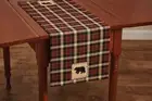 Concord Black Bear Patch Red Black Cream Plaid Country Cabin Table Runner 13x36