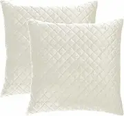 LUXTON Pack of 2 Quilted European Pillowcase Beige 65x65 European Pillowcase (Beige, 65x65cm)