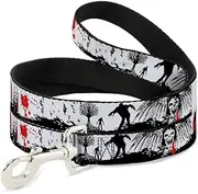 Buckle-Down Pet Leash - Fright Night White/Black/Red - 4 Feet Long - 1.5" Wide