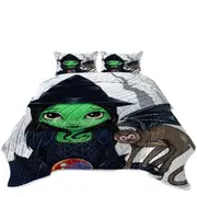 Halloween Theme Wicked Witch and Her Flying Monkey Coverlet