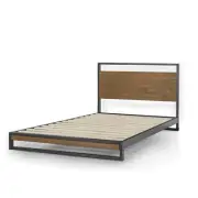 Zinus Single Bed Frame Metal Wood Base with Headboard
