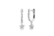 Solid 925 Sterling Silver Floret Zircon Huggie Earrings Silver