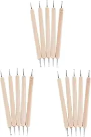 COHEALI 3sets Leather Carving Tools DIY Leather Tool Kit Stamping Press Squeezer Pen Double-Ended Ball Design 5pcs*3