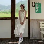 Spaghetti Strap Plain Midi Sundress White - XL