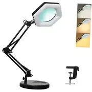 Magnifying Glass with Light and Stand, Dimmable LED Magnifier Desk Lamp with