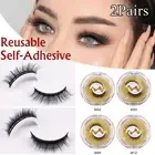 Lashes Extension Reusable Glue-Free Self-adhesive Eyelashes Fake Lashes 2 Pairs/