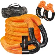 Kinetic Recovery Tow Rope: 1.26" x 30ft 55000LBS Snatch Strap with Soft Shack...