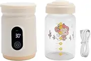 Cordless Milk Warmer with Digital Temperature Display, 4-Level Heating Settings, 200ml Bottle, Rechargeable Baby Bottle Warmer for Breast Milk Travel Use