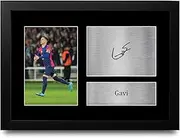 HWC Trading Gavi Barcelona Gifts Printed Signed Autograph Picture for Football Fans and Supporters - A4 Framed