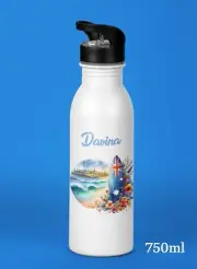 Personalised Aussie Flag Surfboard Beach Drink Bottle 750ml Lge Stainless Steel