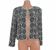 VTG 90s Adrianna Papell Evening Heavy Beaded Sequin Cocktail Jacket Petite L PL