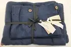 NEW Rough Linen St. Barts Duvet Cover & Sham Set. QUEEN (INK) Coconut Buttons