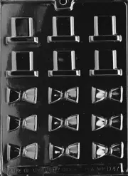 BITE SIZE BOW TIE AND TOP HAT CHOCOLATE CANDY MOLD BLACK TIE EVENT PIECES