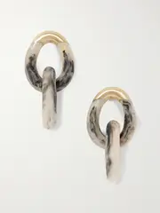[Dinosaur Designs] Dinosaur Designs - Rock Large Gold-tone Resin Earrings - Off-white - One size One size Off-white