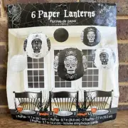 Sugar Skulls Black White Halloween Party Decoration 6 Paper Lanterns READ