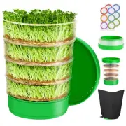HK 4-Tier Stackable Sprouting Tray Kit Soil-Free Microgreens Growing Set