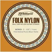 D'Addario BEB028 Folk Nylon Guitar Single String, Black Nylon, Ball End, .028