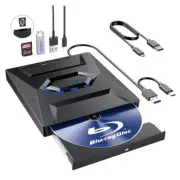 External,Portable Bluray Player Writer Reader,CD Burner with USB Blu Ray Drive