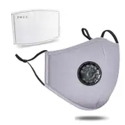 Inkmasters Pure Cotton Washable Reusable Face Mask with Breathing Valve + 1 PM 2.5 Filter, Adjustable ears, Highest Quality - Gray