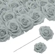 25pcs Foam Roses Artificial Flower Fake Roses with Stems, Grey