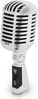 Pyle PDMICR42SL Classic Retro Vintage Style Dynamic Vocal Microphone with 15ft XLR Cable (Silver)