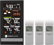 [Ambient Weather] Advanced Wireless Color Forecast Station with Temperature, Humidity, Barometer and Three Remote Sensors WS-2801-X3