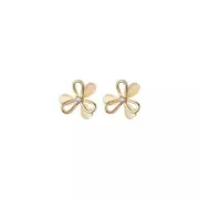 ANYCO Fashion Earrings Gold 925 Sterling Silver Cute Romantic Clover Synthetic Opal Stud for Women Jewelry Gift