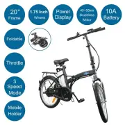 Best Value 20" Electric Bike City Foldable Ebike 10Ah Black Throttle Budtrol 17